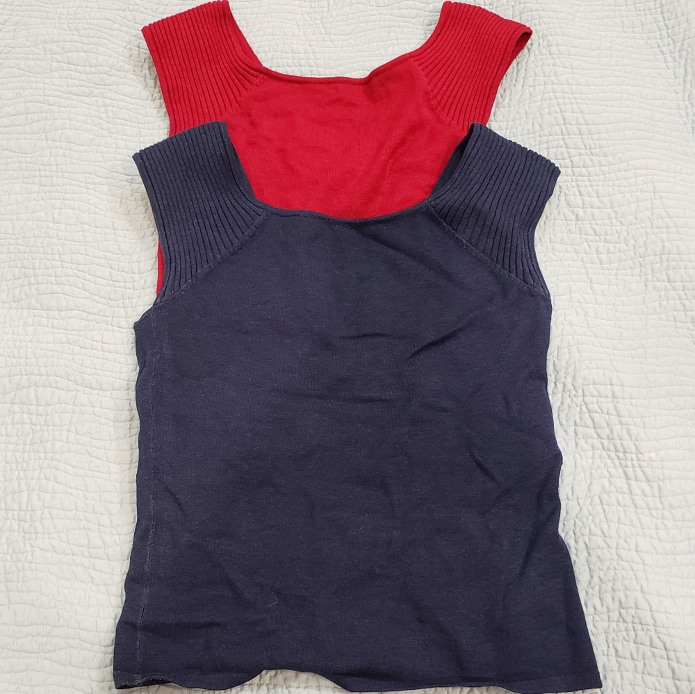 Pair of silk sleeveless shell tops